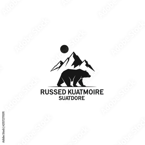 Bear silhouette with mountains and sun