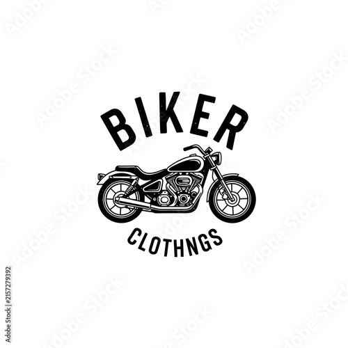 Biker Clothing Emblem with Motorcycle
