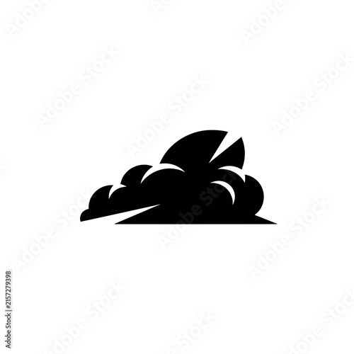 Black cloud silhouette, isolated on transparent