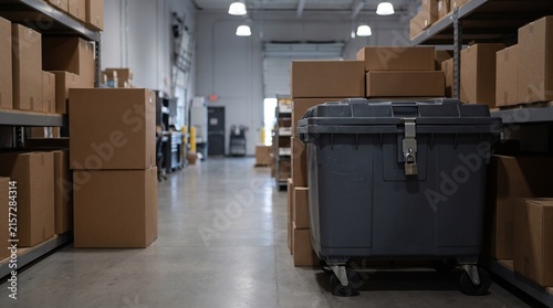 Lockable Commercial Waste Bin in Retail Store Backroom