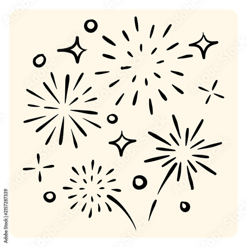 Hand Drawn Fireworks Burst Doodle Set
