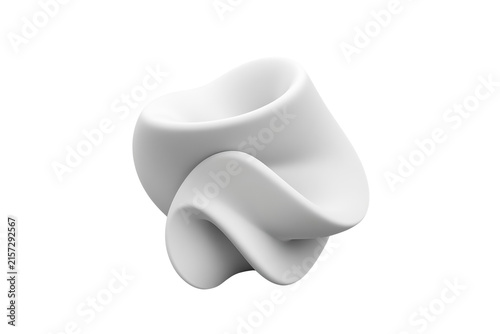 White organic twisted abstract sculpture isolated on transparent background