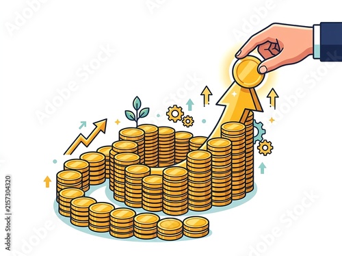 Savings Jar and Coins Financial Growth Concept