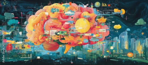Surreal. Brain. Cityscape. Abstract. Digital.