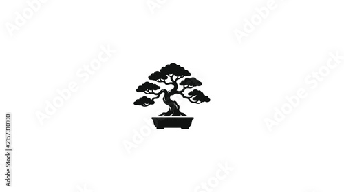Bonsai Tree Silhouette Vector Illustration