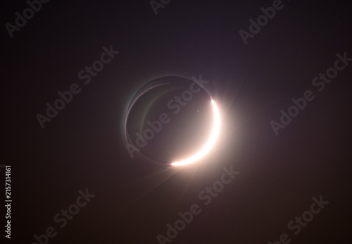 Celestial Event Total Solar Eclipse First Diamond Ring Phase Image