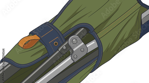 Camping Chair Fabric Tension Adjustment Mechanism with Durable Straps and Metal Buckles. Outdoor Gear Equipment Illustration for Hiking and Travel.