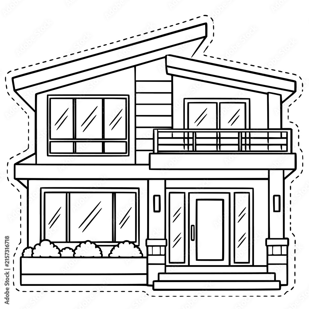 Fototapeta premium Home & House Coloring Template for DIY Crafts, Bulletin Board Decor & Classroom Activities | Printable Different House Styles Cutouts with Dashed Cut Lines