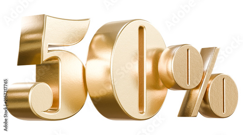 Obraz na płótnie Shiny gold 50 percent sign with texture