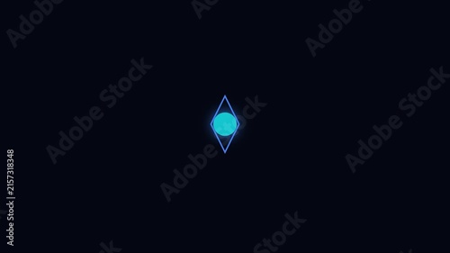 Minimalist neon diamond shape pulsing animation on dark 4k background