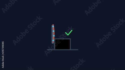 Minimalist success checkmark animation with loading progress bar for digital interface 4k