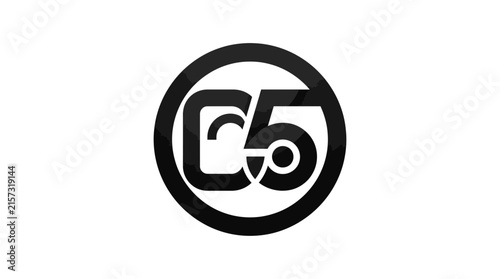 Obraz na plátne C5 letter logo inside black circular emblem.