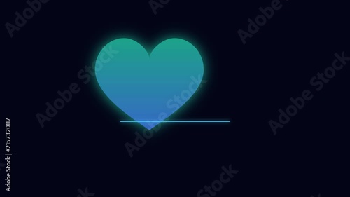 Neon heart pulse animation with glowing gradient effect on dark 4k background