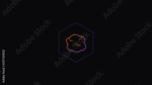 Neon hexagon cloud animation with glowing gradient pulse effect 4k