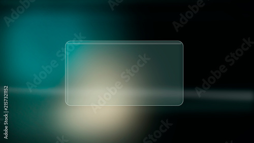 Konstfotografi A softly blurred futuristic interface panel glows within a glassy rectangle on a dark teal backdrop, creating a sleek tech mood for apps, websites, and ads
