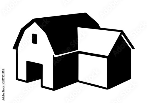 Minimalist farm barn vector icon silhouette