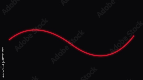 Red neon sine wave motion on animation 4k black background