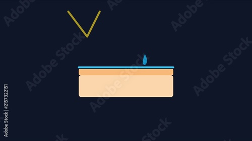 Skin hydration treatment animation: moisturizing serum drop absorbing into dermal layers 4k dermatology