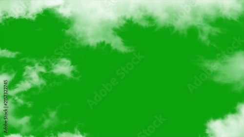 Moving  Fluffy Clouds Green Screen Animation, White Cloud Overlay, Dramatic Sky Clouds on Green Screen Background