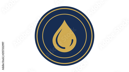 Golden Oil Drop Icon Isolated on Transparent Background