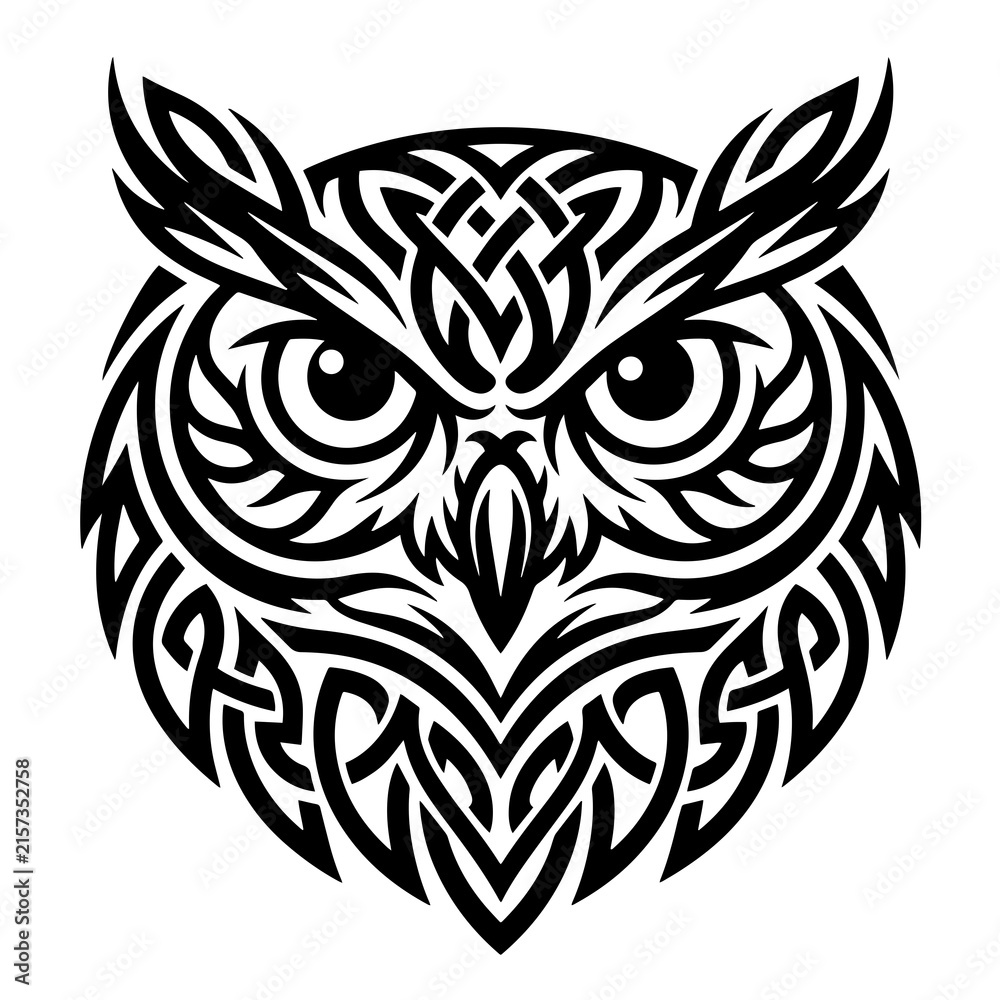 Fototapeta premium Tribal Owl Head Vector Illustration