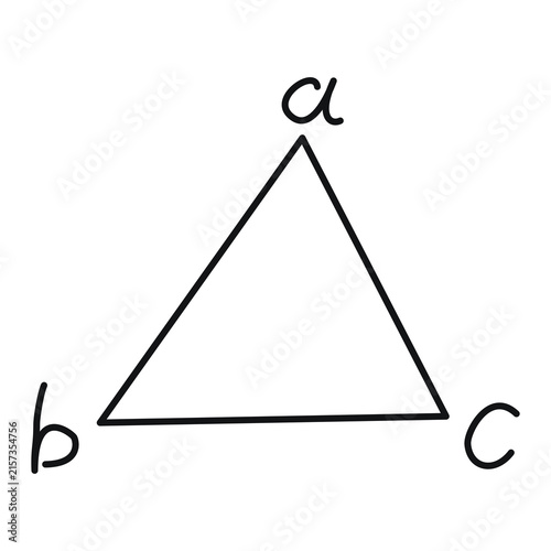 фотографія Triangle geometry diagram with labeled sides and angle alpha for educational mat