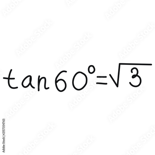 Cuadro en lienzo Trigonometry tangent formula of 60 degrees equals square root of three on white