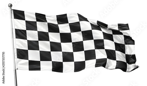Black and White Checkered Racing Flag Isolated on White Background Motorsport Victory and Finish Line Concept