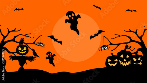 Spooky Halloween Silhouette Background Banner