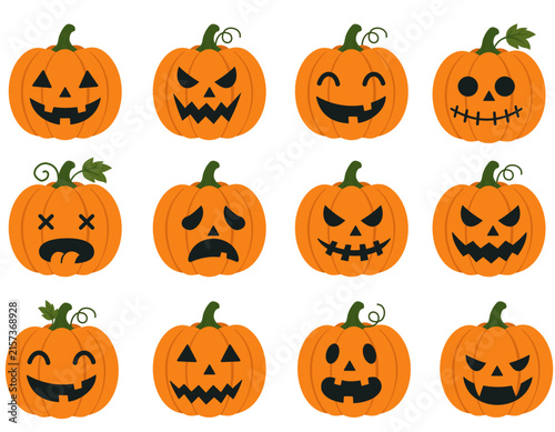 Halloween Pumpkin Expressions Vector Set