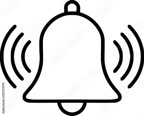 Notification bell icon. Ringing Bell Vector Icon. Notification bell Illustration with Minimalist Line Art and Sound Waves. Vector illustration of bell. School bell ringing icon alert time sound.      