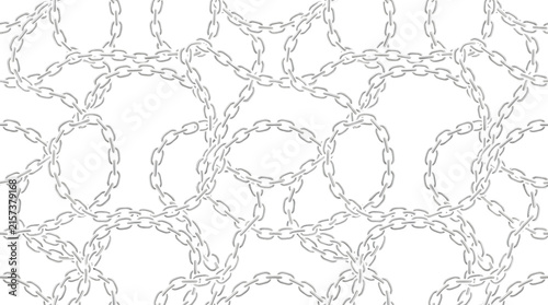 Silver Chain Link Seamless Pattern Metallic Rings Transparent Background