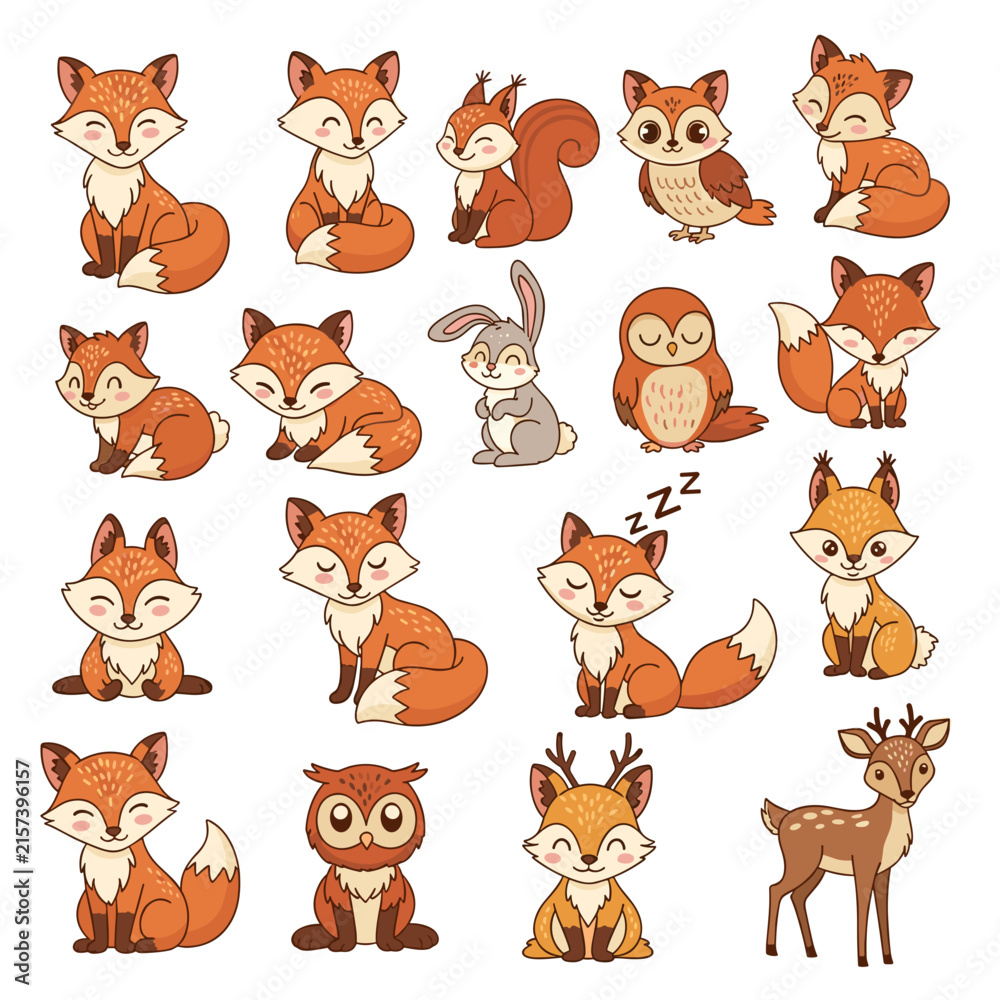 Fototapeta premium Large Collection of Cartoon Animal Stickers