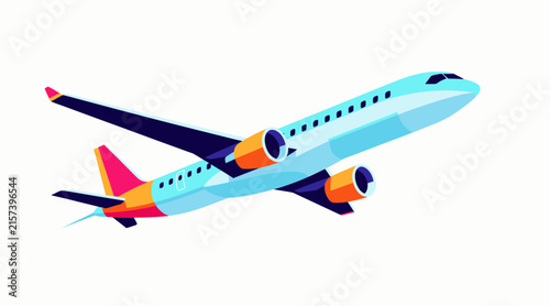 Modern Passenger Jet Airplane Taking Off, Aviation Travel Concept, Vector Illustration