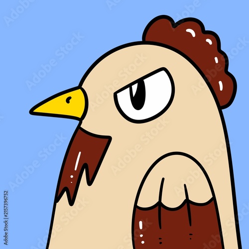 chicken cartoon on blue background