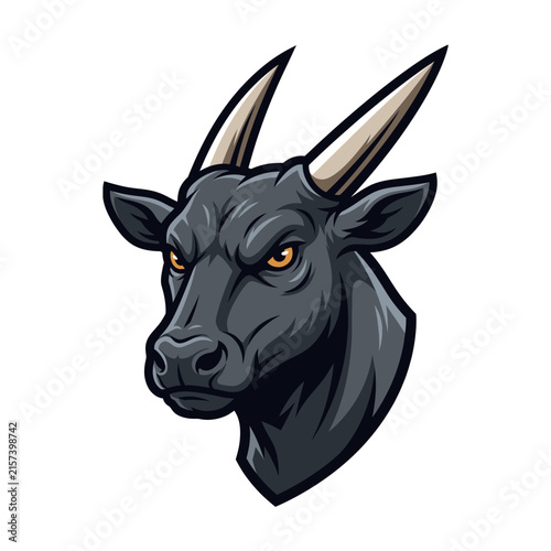 Bild auf Leinwand Anoa buffalo head mascot vector illustration
