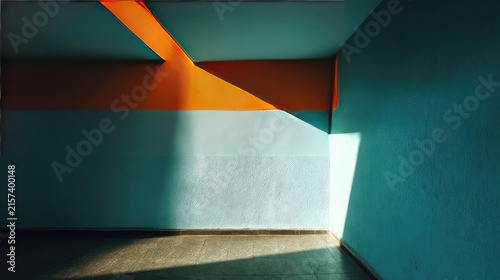Abstract Light and Color Play in Minimalist Indoor Space