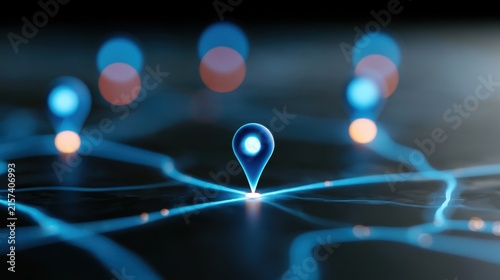 Glowing roads navigation map high-tech background digital environment futuristic concept