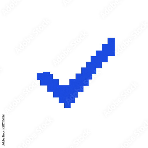 Fotografía Blue pixel check mark icon representing digital success, confirmation, and task