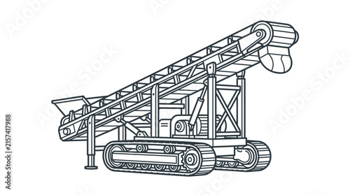 Industrial Tracked Conveyor Belt Machine Illustration
