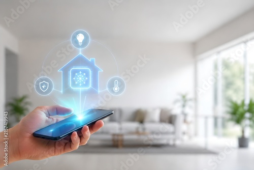 AI Home Automation Hologram Above Smartphone