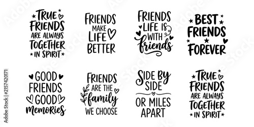Photography Collection of handlettered friendship quotes and phrases in black ink on a white