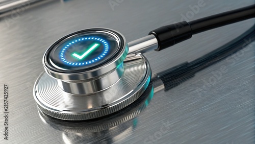 Sterile Medical Sensor with Reflective Surface and Green Check Mark