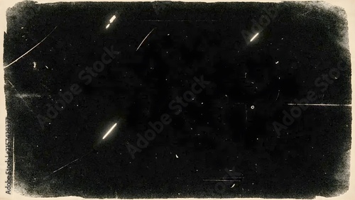 Retro cinematic black background with realistic film grain, fine dust particles, delicate scratches, soft light leaks, and rich film texture.