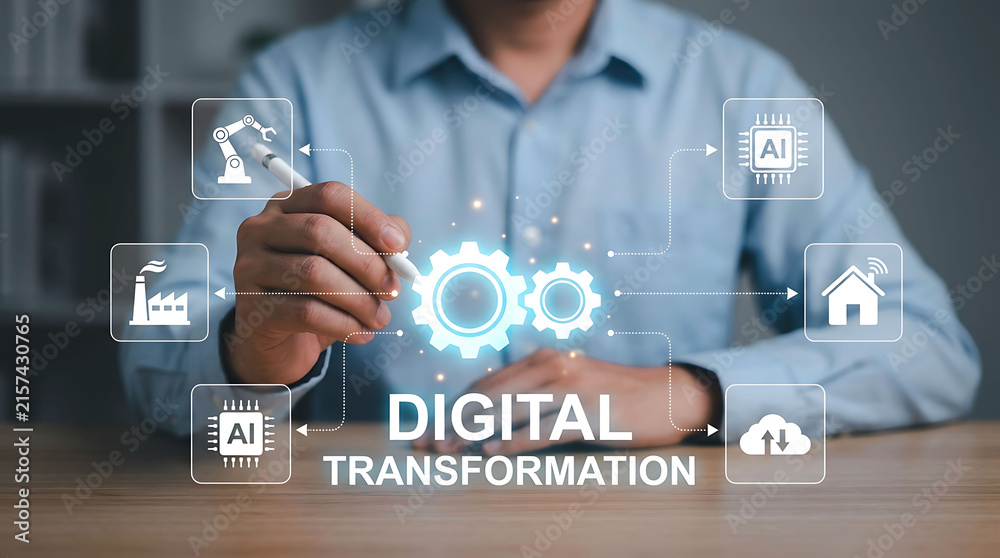 Obraz premium Digital transformation technology automation business process innovation concept
