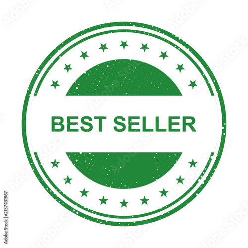 Canvastavla Green best seller badge with white text and green border isolated on transparent