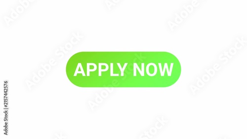 Apply now button sign animation on transparent background, animated apply now button with alpha channel.