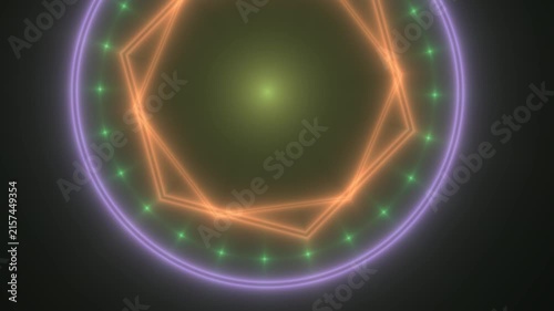 Rotating Geometric Neon Rings Creating Abstract Light Patterns