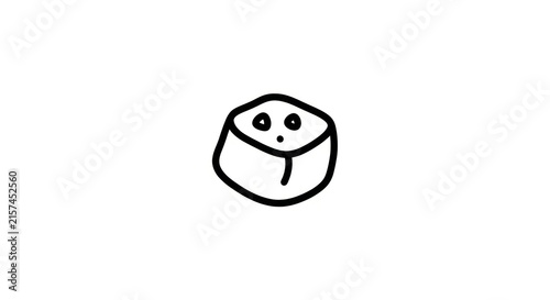 Obraz na plátne Simple line drawing sushi cartoon face.
