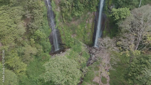 Stunning Twin Waterfalls Surrounded by Lush Greenery and Natural Beauty in a Serene Locale
